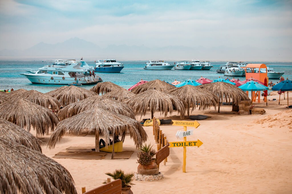 "Paradise Island Hurghada white sand beach 2026"