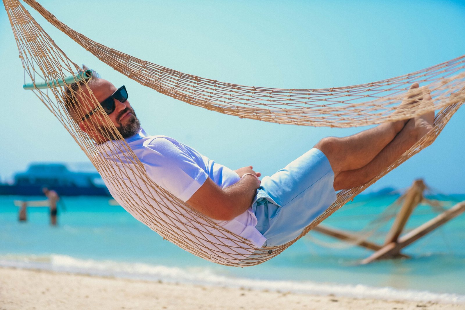 Soft white sand and calm turquoise water on Paradise Island Hurghada.