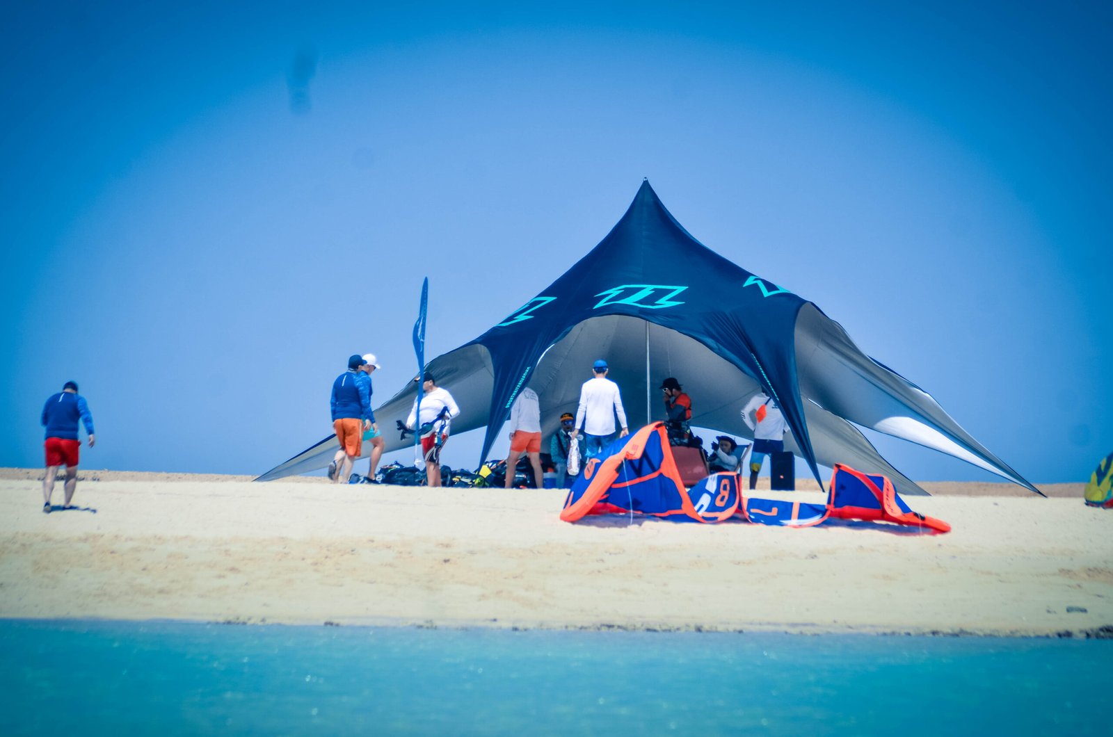 Group kite surfing class with a professional instructor in Hurghada, Red Sea, Egypt.

