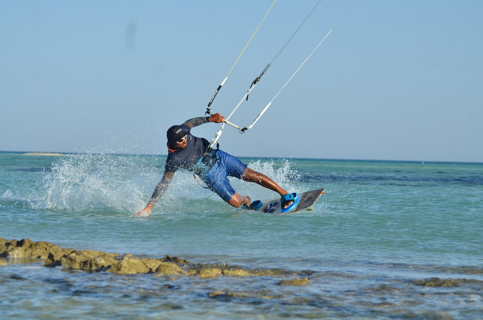 Step-by-step kite preparation before entering the water — safety and technique always come first at our Hurghada surf center.