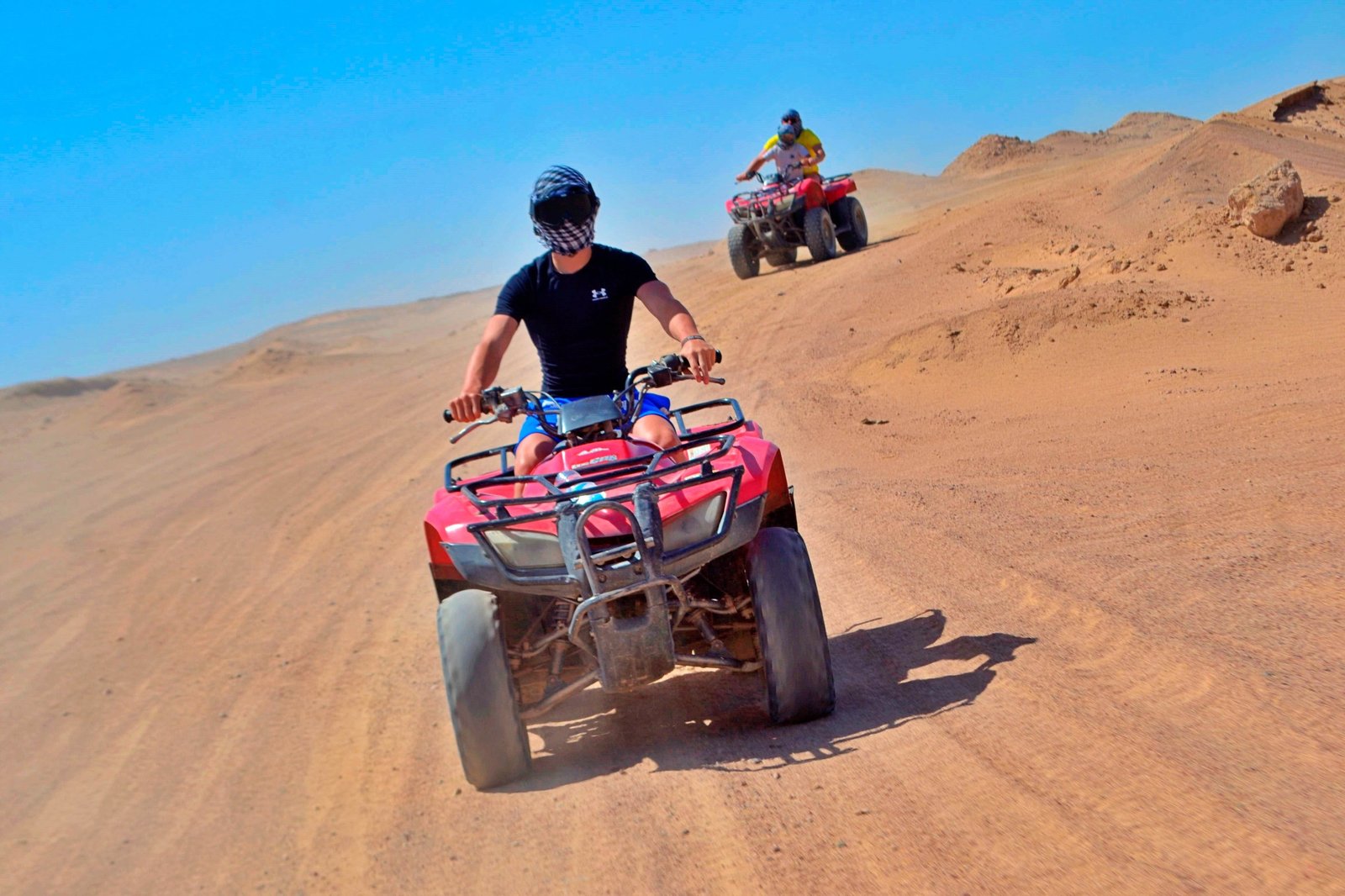 Desert Quad Safari Hurghada Sunset safety gear helmets vests