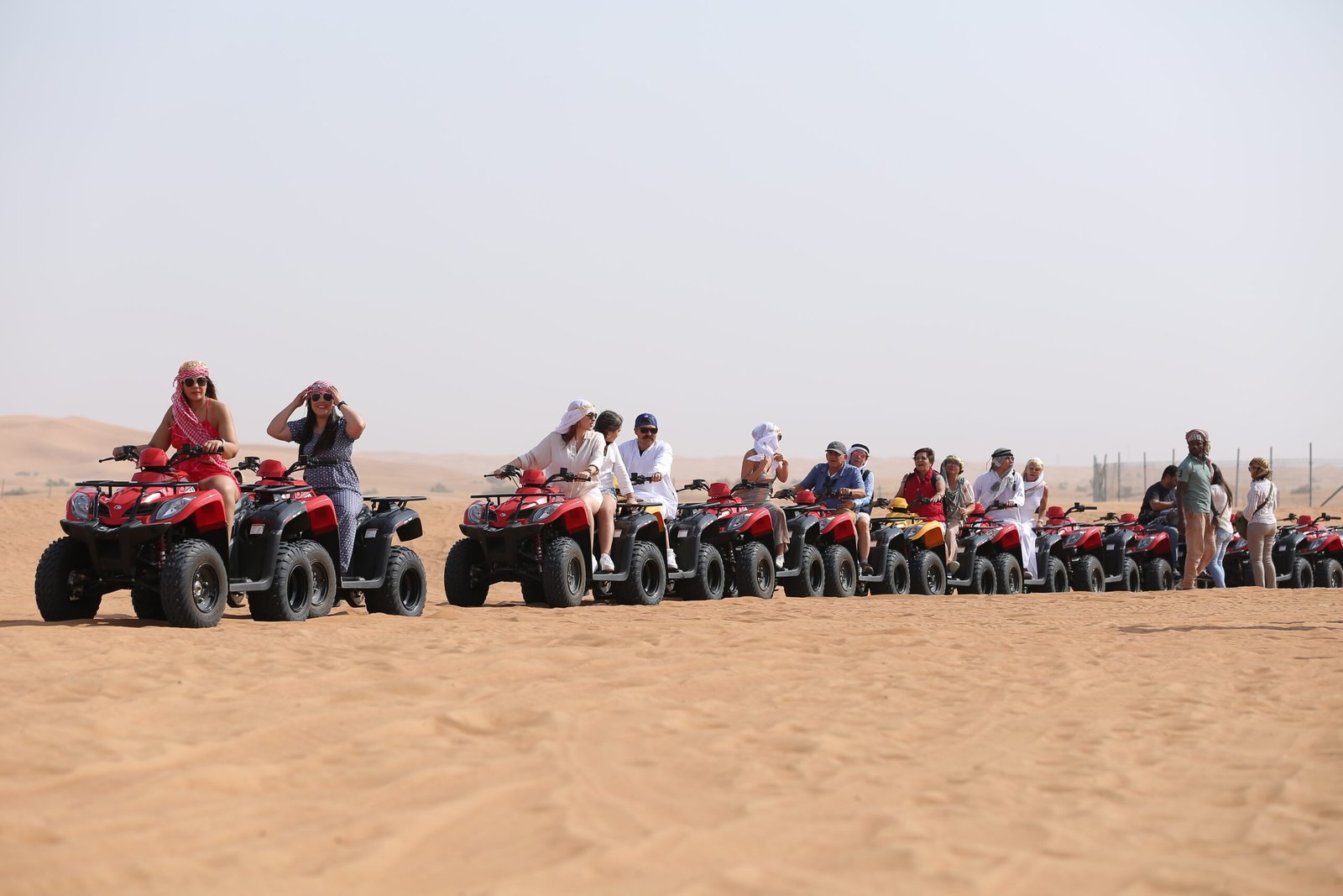 Chase the sun across golden dunes on the Desert Quad Safari Hurghada Sunset....