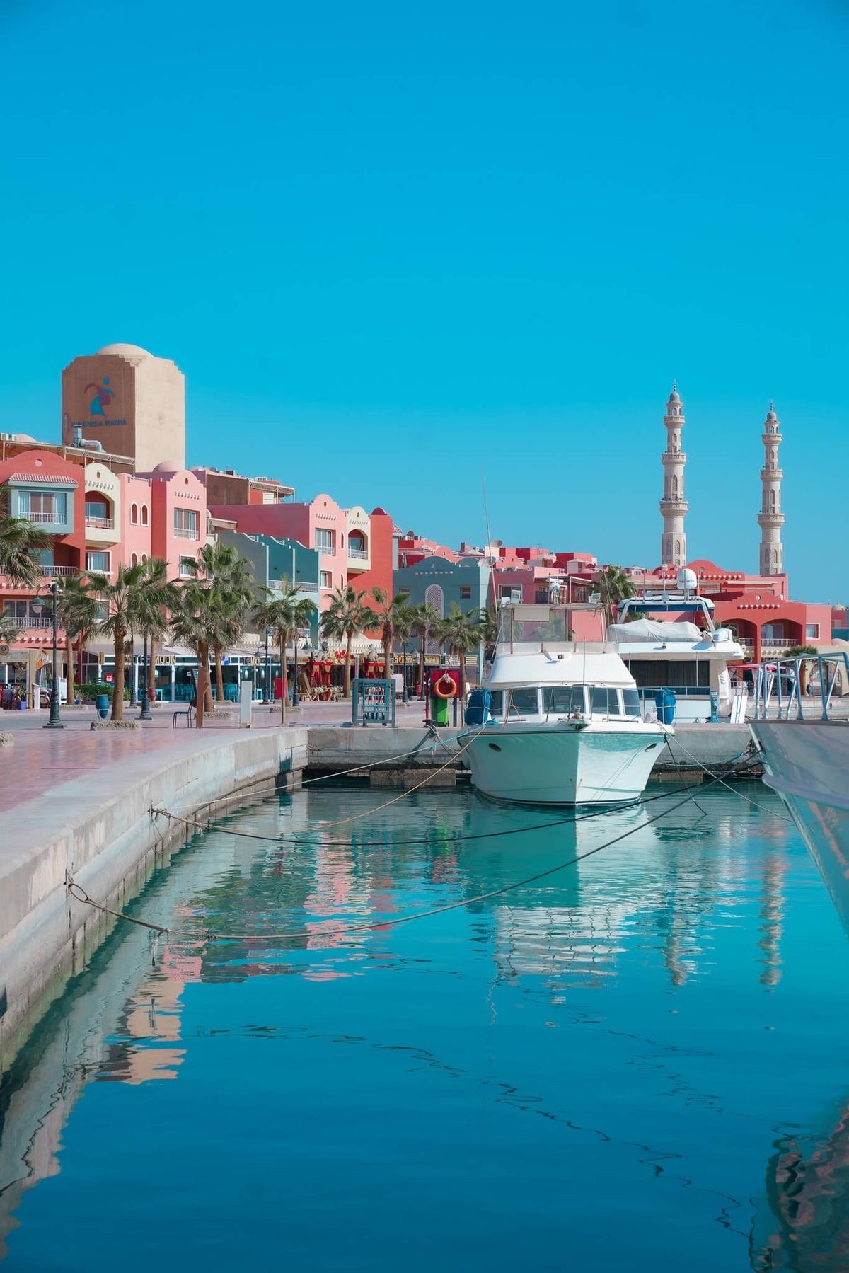 Photos and a relaxed waterfront walk at Hurghada Marina on the Hurghada City Tour.

