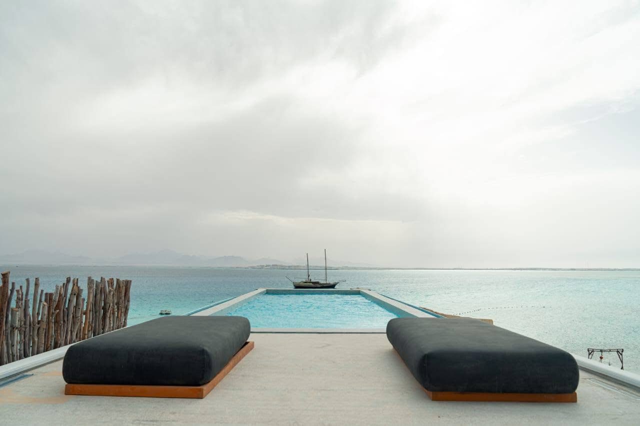 Scenic boat cruise to Ozirea Island Hurghada with comfortable seating.

