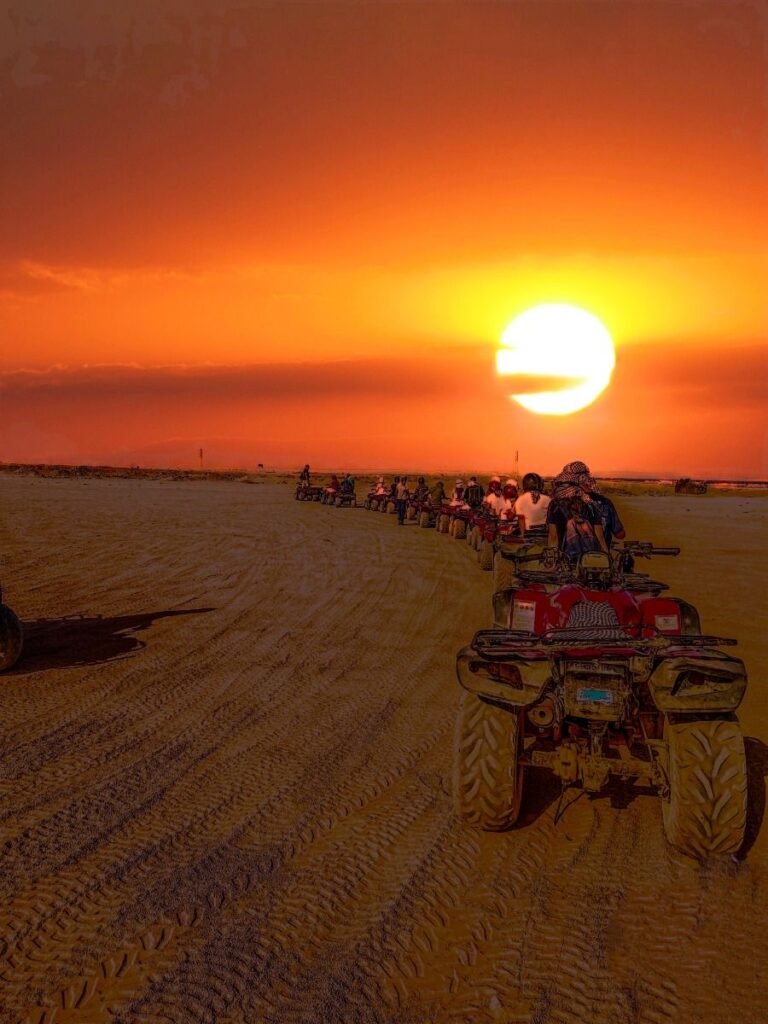 "Sunset desert safari Hurghada golden hour photography