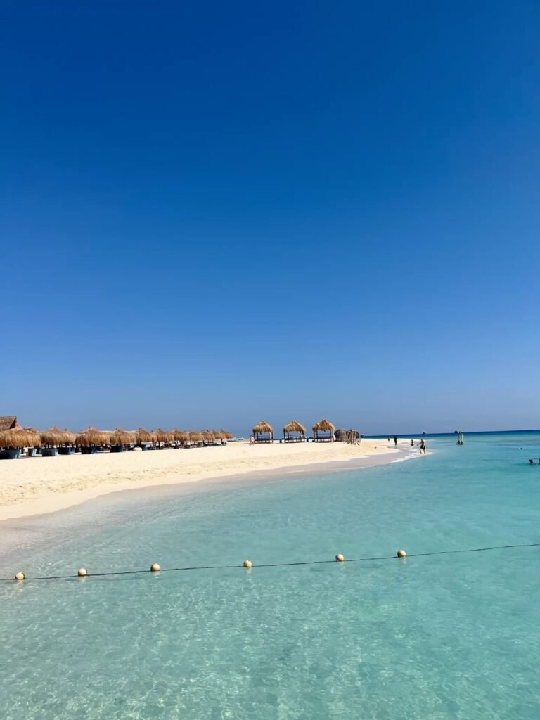 Mahmya Paradise Island white sand beach and coral snorkeling Hurghada]